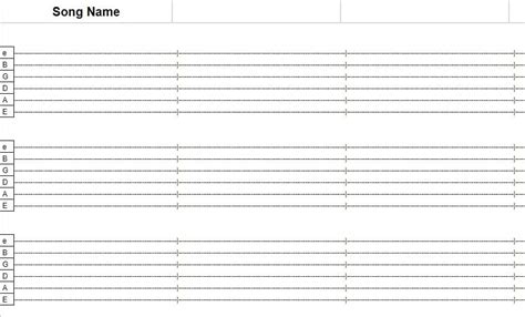 Acoustic guitar tab template