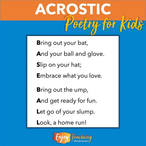 Acrostic Poem Examples for Kids