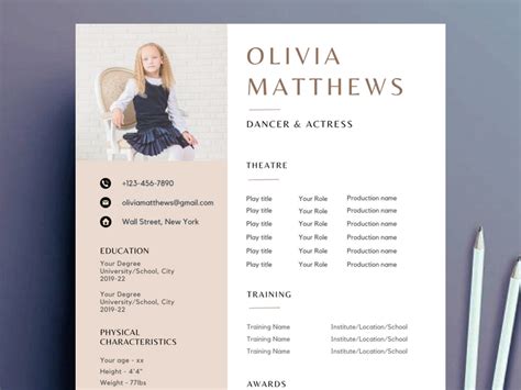 Acting Resume Template for Kids