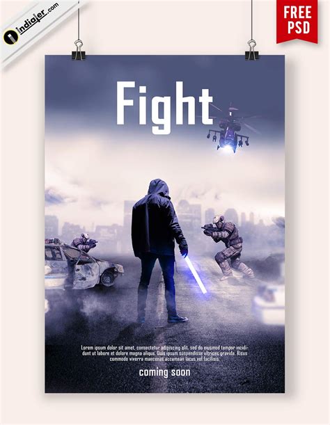 A bold and dramatic movie poster template for action movies.