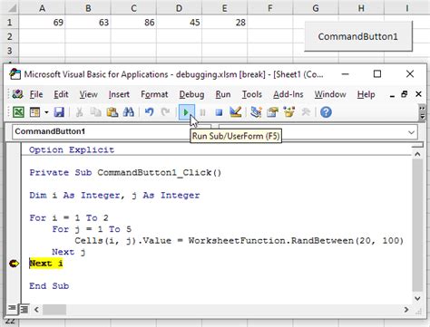 Activate Cell VBA Debugging