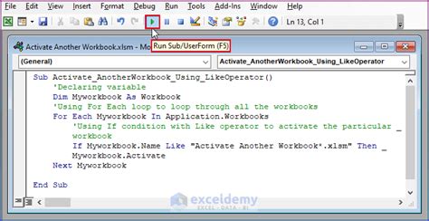 Activate Workbook VBA Example