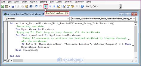 Activate Workbook in VBA Excel