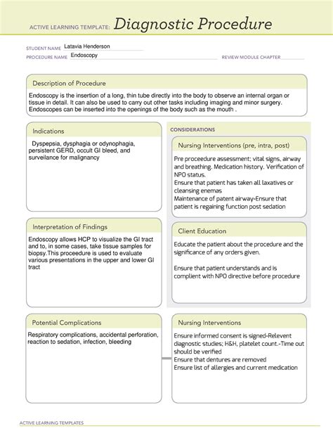 Active Learning Template Diagnostic Procedure Example 3