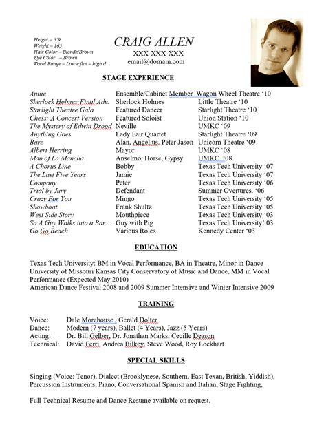 Actor Resume Essential Sections