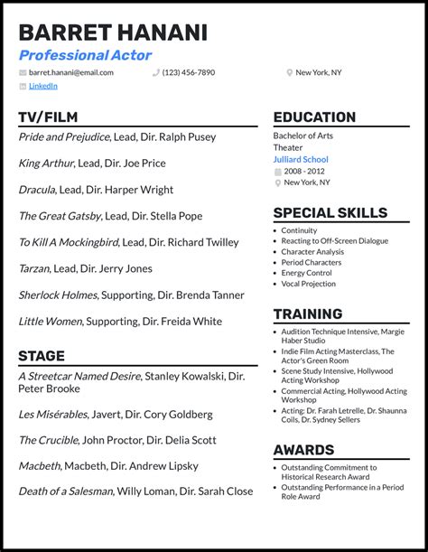 Actor Resume Example 6