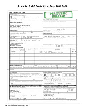 ADA Dental Claim Form Example 2