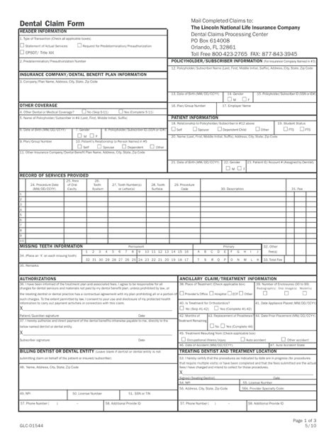 ADA Dental Claim Form Example 6