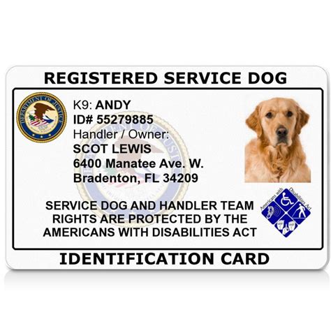 ada service dog id card with photo