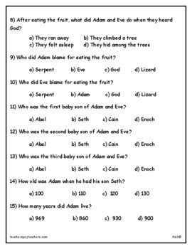 Adam and Eve Quiz