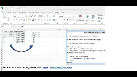 Add Brackets in Excel