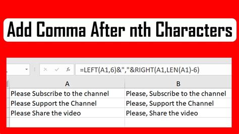 Excel spreadsheet with and without commas