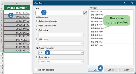 Add Dashes to Numbers in Excel