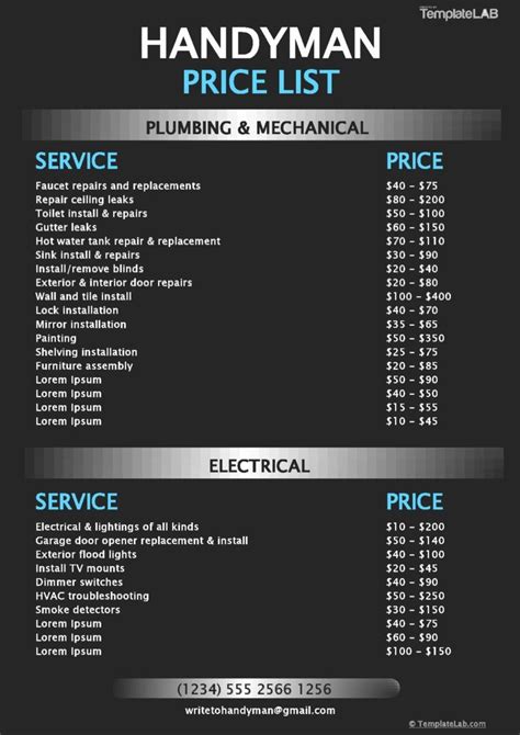 Add-Ons Price List