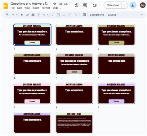 Add Questions and Answers Google Slides