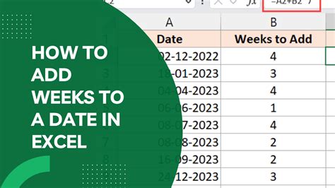 Add weeks to date excel formula