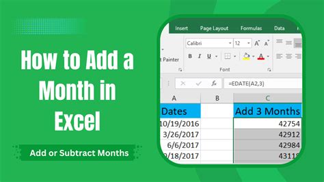 Adding months in Excel using EDATE function