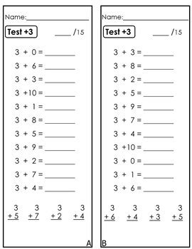 Addition Facts Timed Test