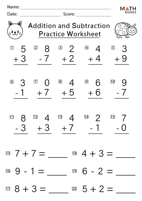 Addition Subtraction Worksheets