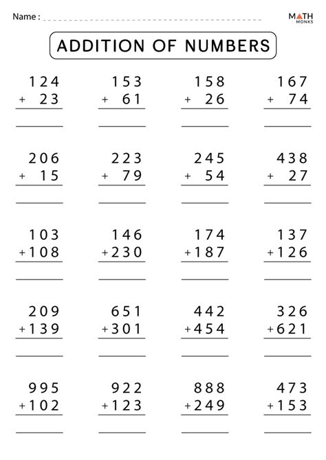 Addition worksheets for 3rd grade