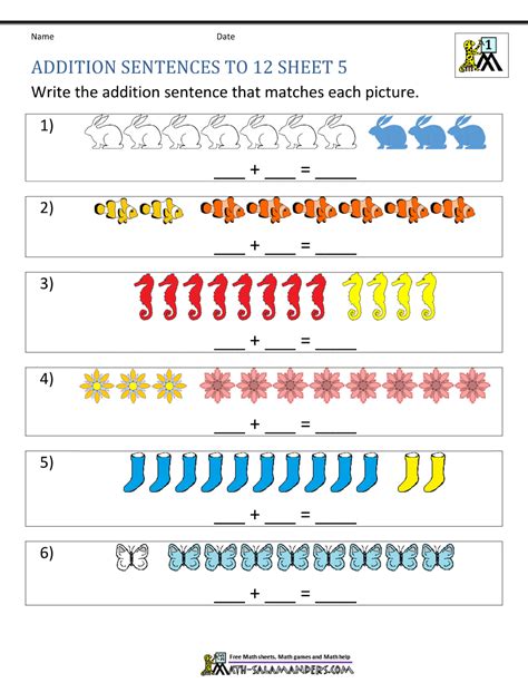 Addition worksheets for grade 1