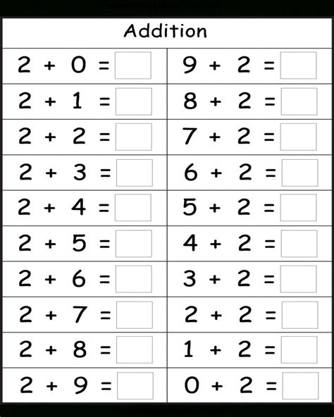 Addition worksheets for kindergarten