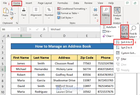 Address Book in Excel