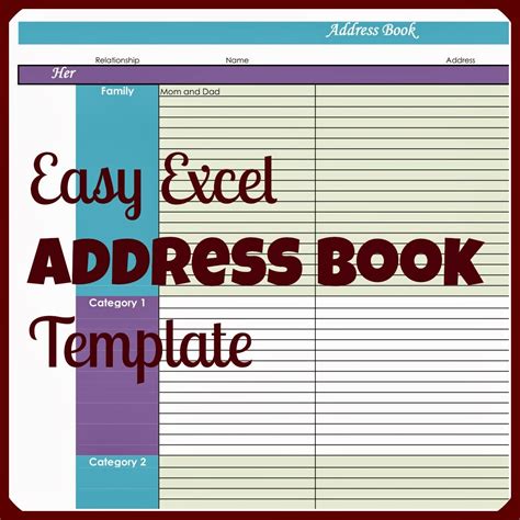 Address Book Template in Excel Download