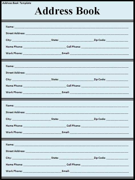 Address Book Template Templates