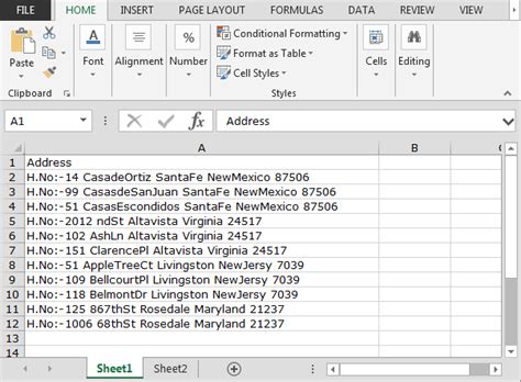 Address Split Excel