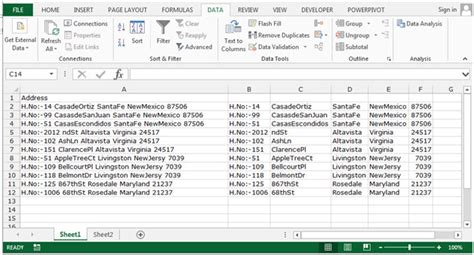 Address Splitting Excel