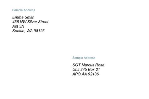 Address template example