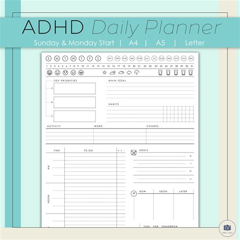 ADHD Daily Planner Template