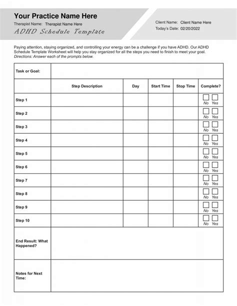 ADHD Schedule Templates