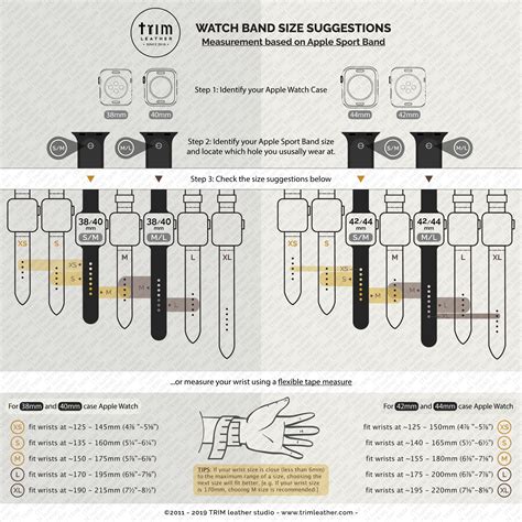 Adjustable Watch Band Size Chart