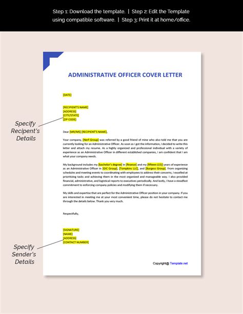 Administrative Cover Letter Template Word