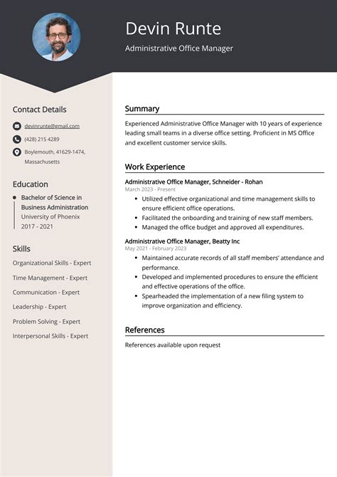 Administrative Office Manager Resume