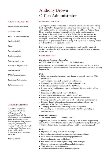 Administrative Resume Template Microsoft Word