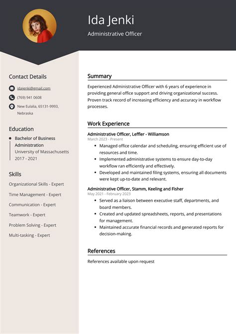 Administrative Resume Template PDF