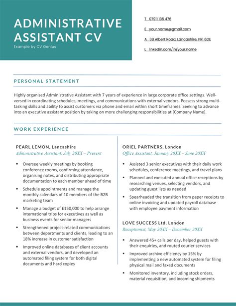 Administrative Resume Template PDF Free