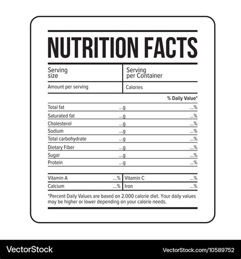 Adobe Illustrator Nutrition Facts label template