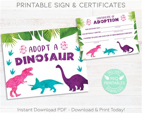 Adopt-A-Dinosaur Printable Fun