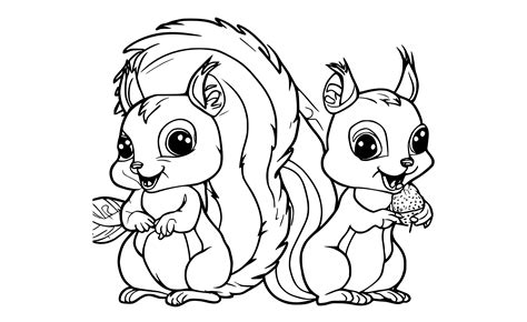 Adorable Squirrel Coloring Page