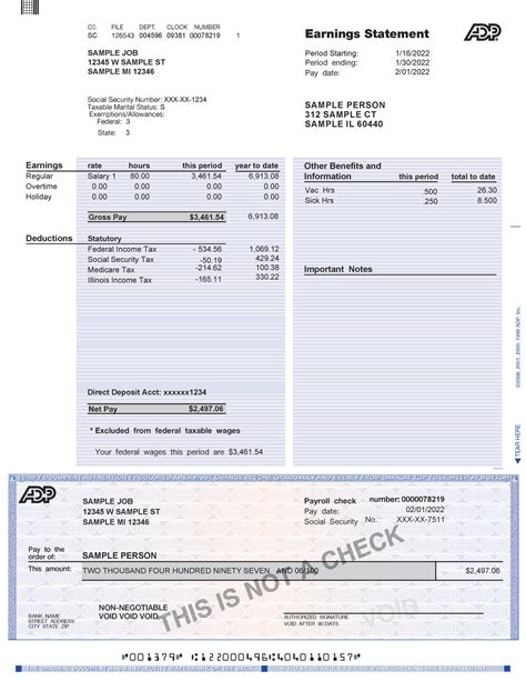 ADP Pay Stub Template 2