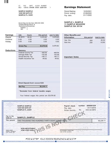 ADP Pay Stub Template