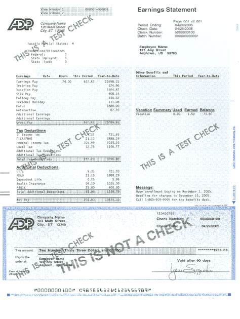 ADP Pay Stub Template Examples Free