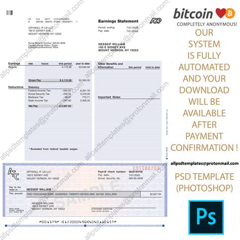 ADP Pay Stub Template Format