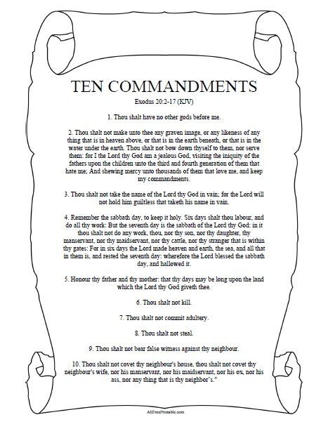 Free printable 10 Commandments for adults