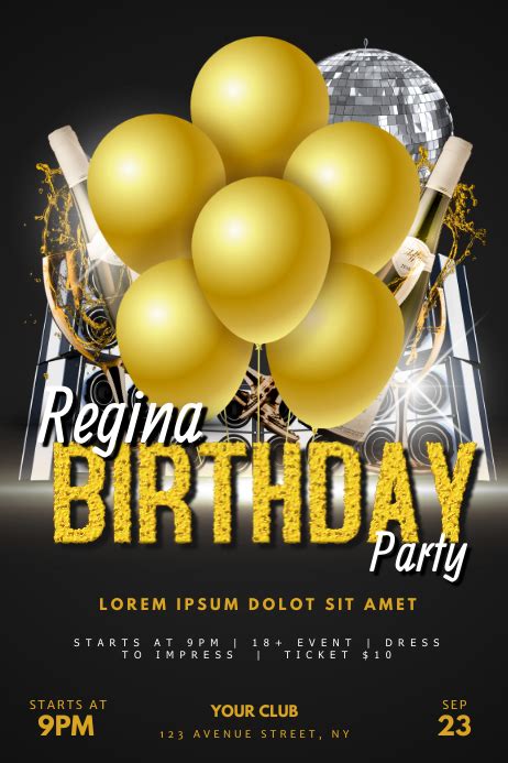 Adult birthday flyer template