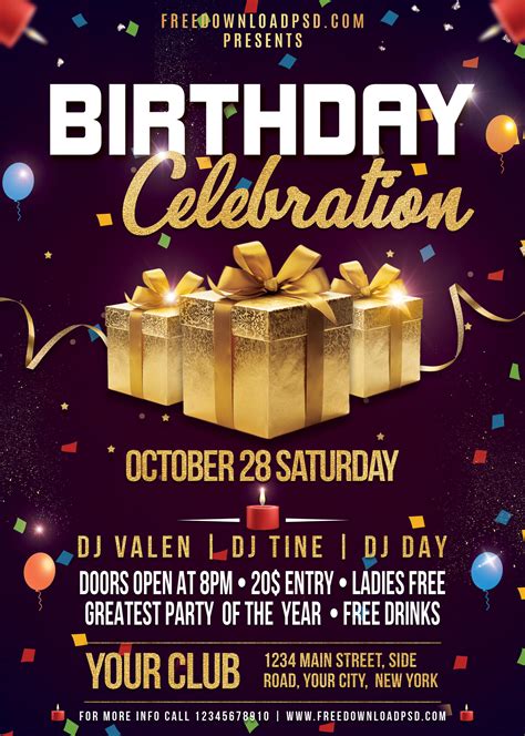 Adult birthday flyer template